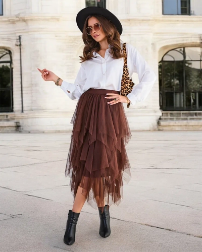 Жіноча двошарова міді-спідниця Royalfashion