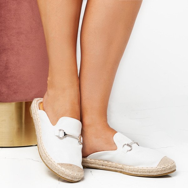 Weiße Espadrilles-Flipflops mit Metall-Adler-Dekoration - Schuhe 1