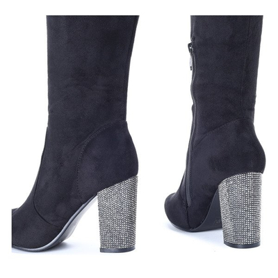Schwarze Stiefel auf einem hohen Pfosten Crystal - Footwear