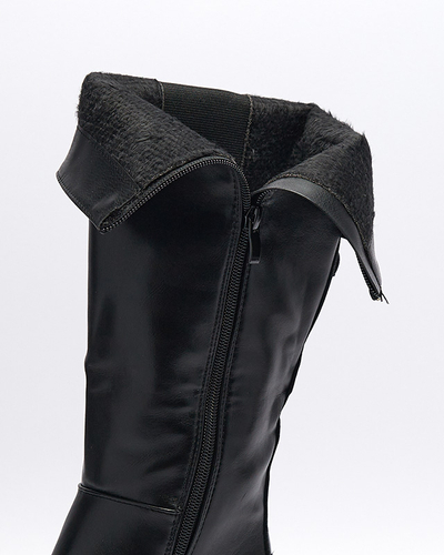 Чорні жіночі чоботи на суцільній зеленій підошві Beriwa - Взуття