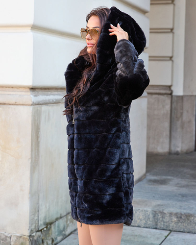Royalfashion Schwarzer Pelzmantel für Damen
