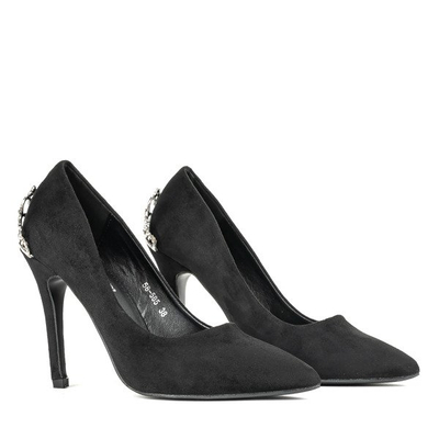 Чорні туфлі на підборах з оздобленням Devya