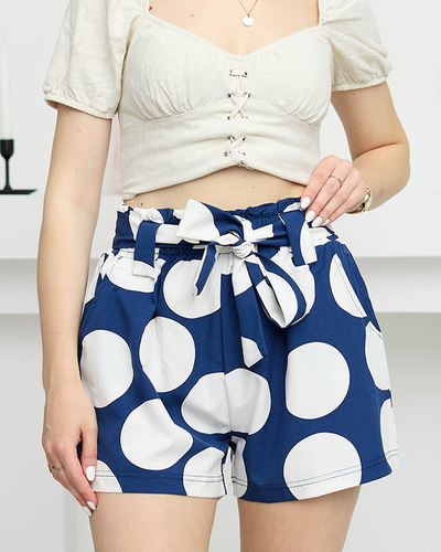 Marineblaue Shorts für Damen mit großen Tupfen - Kleidung