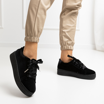 Schwarze Damen Plateau-Sneaker aus Velours Itoda - Schuhe