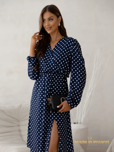 Damen Midikleid Midnight Bloom mit Pünktchenmuster