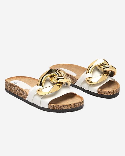 Жіночі білі тапочки з декором Sofig-Footwear