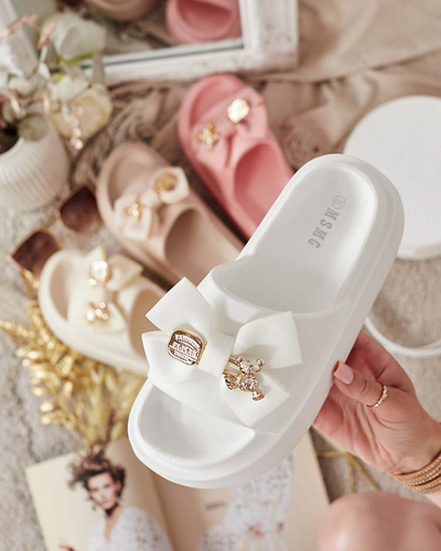Royalfashion Damen-Gummi-Flip-Flops mit Zierschleife Apis