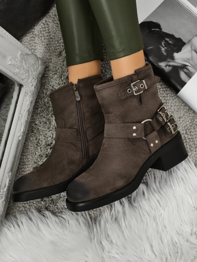 Damenstiefeletten aus Öko-Wildleder mit Schnallen Valtos