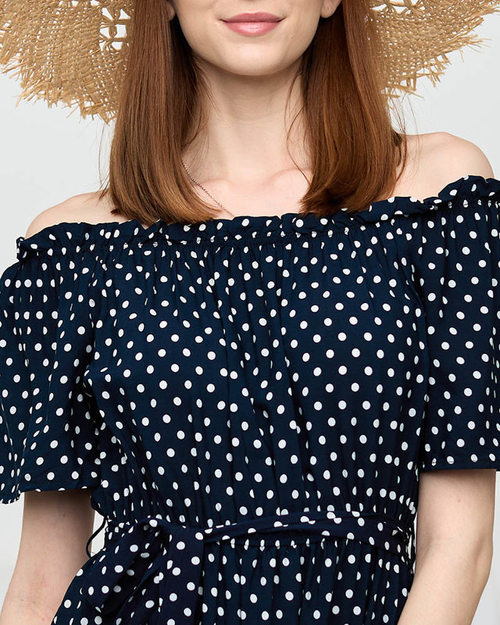 Темно-синє жіноче плаття міді з відкритою спиною - Одяг