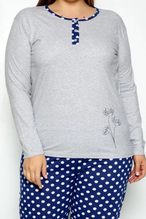 Royalfashion Жіночі бавовняні піжами з 2-ох предметів в горошок РОЗМІР ПЛЮС