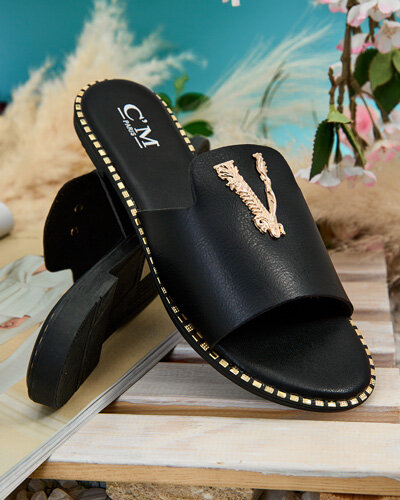 Royalfashion Damen Öko-Leder-Flip-Flops Cemenna
