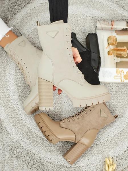 Damen Stiefeletten Öko-Wildleder mit Blockabsatz Event Bramble