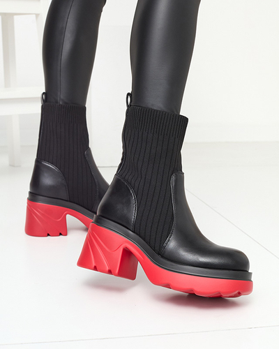 Schwarzer Damenstiefel mit roter Sohle Nerisw - Footwear