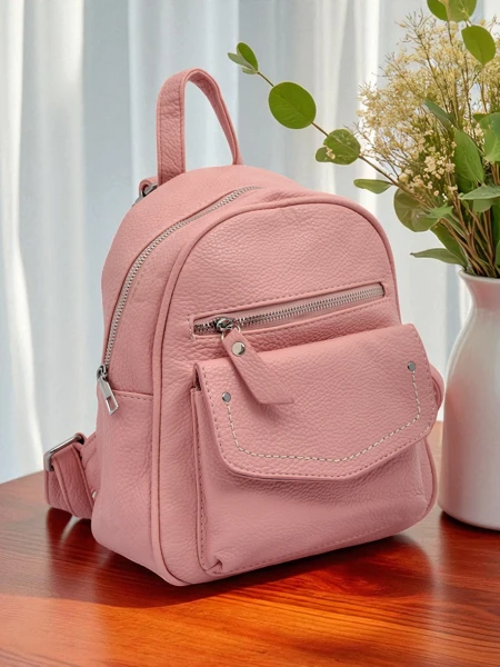 Damenrucksack Ariadne Rosa Królewska Moda aus Öko-Leder 25x25 cm