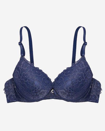Marineblauer Damen-Spitzen-BH- Dessous