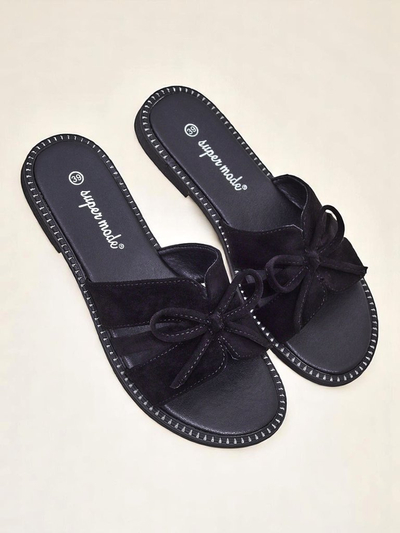 Royalfashion Damen-Slipper mit flacher Sohle und Schleife Gerber