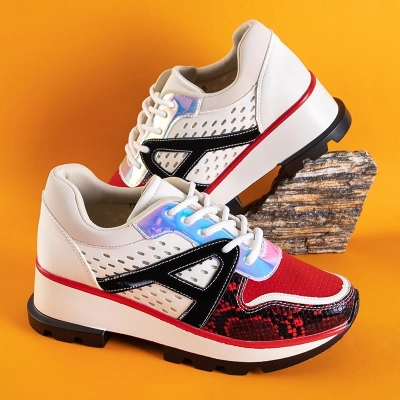 OUTLET Weiße und rote Turnschuhe mit Farbeinsätzen Meia - Footwear