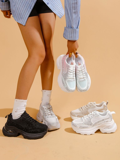 Royalfashion Damen Sport Sneakers mit Strass Bloss