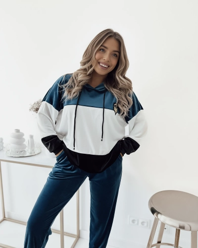 Жіночий смугастий бірюзовий світшот Royalfashion