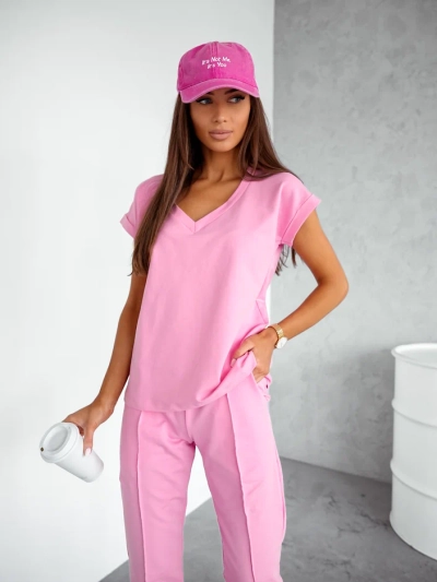 Royalfashion Damen Baumwoll Freizeitset mit kurzen Ärmeln