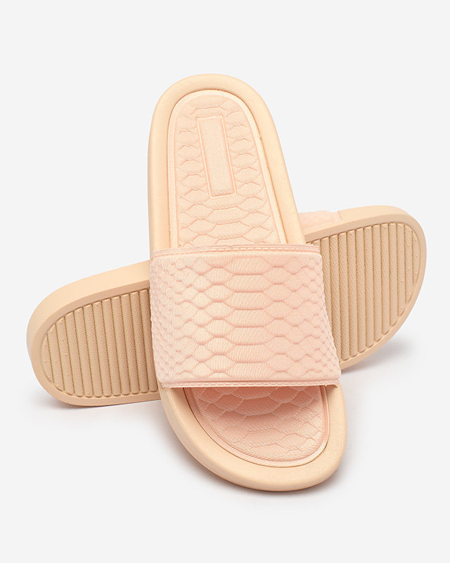 Puderrosa Damenpantoffeln mit Galite-Prägung - Schuhe