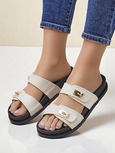 Royalfashion Damen Sandalen mit dekorativen Schnallen Costes