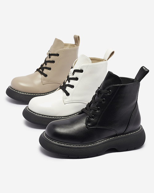 Чорні жіночі черевики з екошкіри на суцільній підошві Getys - Взуття