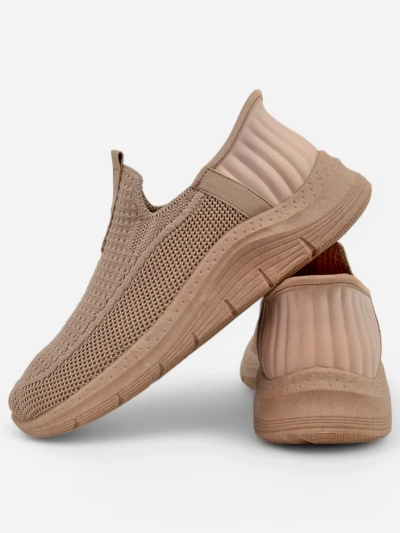 Damen Slip-On Schuhe Selene Beige – bequeme Sneakers mit flachem Absatz