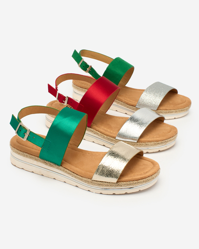 Royalfashion Grüne und silberne flache Sandalen für Damen Rosmier