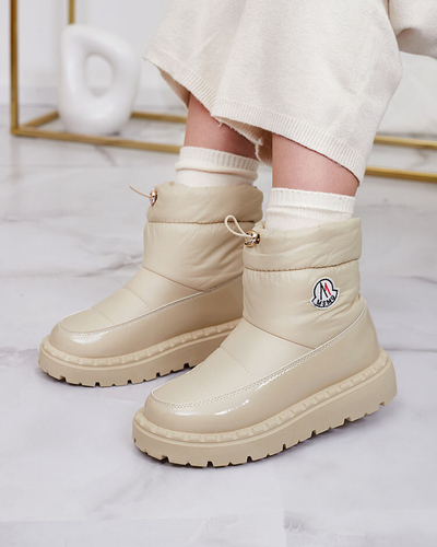 Royalfashion Damen Schlupf-Schneestiefel in beige Farbe Ireda