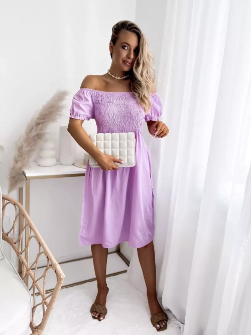 Фіолетова жіноча міні-сукня а-ля хіспанка - Одяг