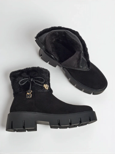 Високі жіночі ботильйони еко замшеві з хутром Vernaya