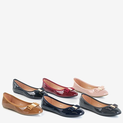 Marineblaue Lackballerinas mit Marco-Schleife - Schuhe