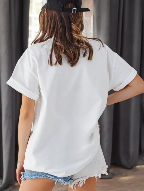 Royalfashion Жіноча бавовняна футболка LOVE з стразами