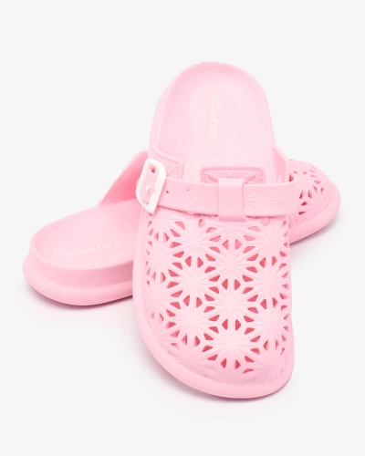 Рожеві ажурні жіночі шльопанці Royalfashion