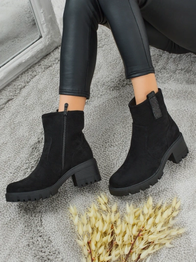 Damen Stiefeletten Öko-Wildleder mit Blockabsatz Maelis