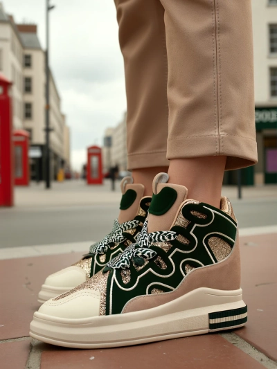 Royalfashion Hohe Damensportschuhe mit verstecktem Keil Oblaffi