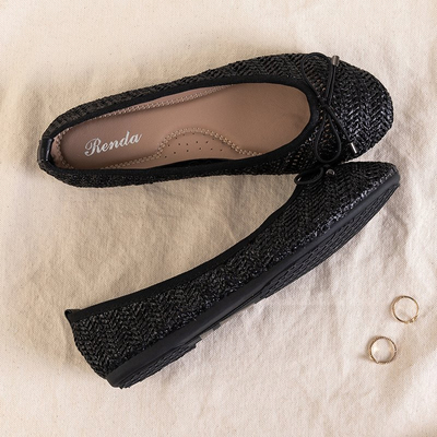 Wewo schwarze Damen geflochtene Ballerinas - Schuhe