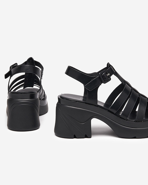 Чорні жіночі босоніжки на підборах Agraves - взуття