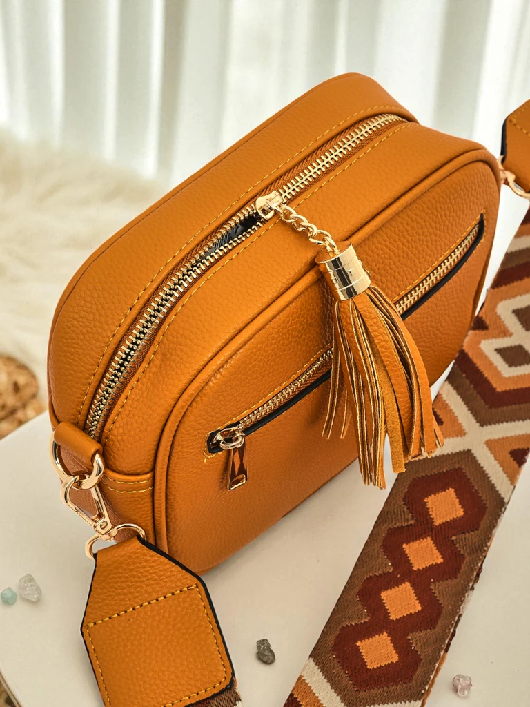 Royalfashion Kleine Damenhandtasche aus Öko-Leder mit buntem Riemen Kovi Lace