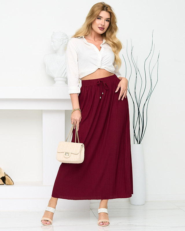 Bordeauxroter Midi-Faltenrock für Damen - Footwear