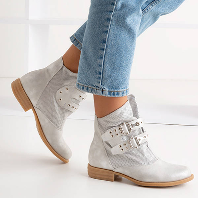 Срібні ботильйони Farmin із застібкою на липучках - Взуття