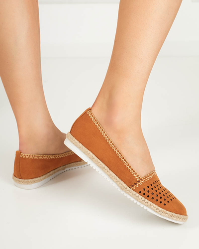 OUTLET Durchbrochene Damen-Espadrilles zum Hineinschlüpfen in Camel Terila - Footwear