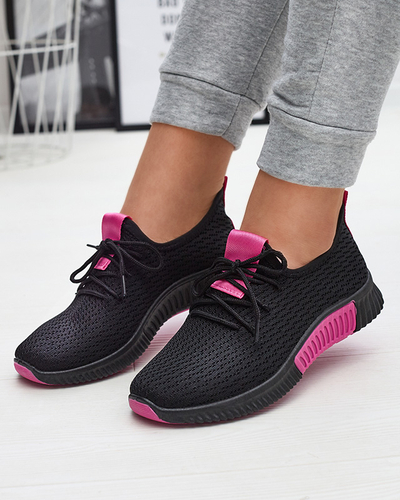 Schwarze Damen-Sportschuhe mit fuchsiafarbenen Einsätzen Keteti - Schuhe