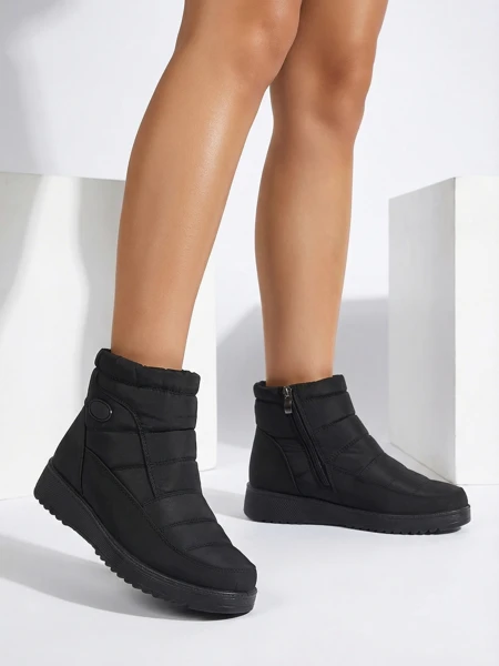 Athena Damen Stiefeletten Schwarz aus Stoff für Herbst und Winter