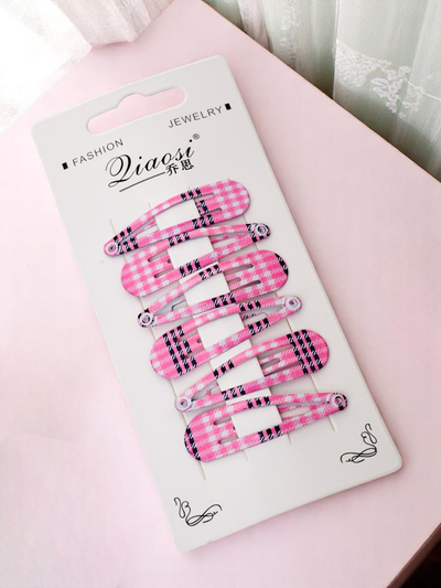 Royalfashion Set aus 6 karierten Haarspangen