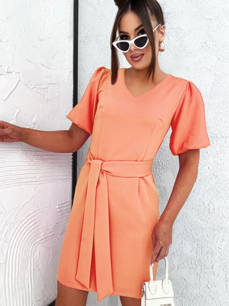 Royalfashion Damen-Minirock mit Puffärmeln und V-Ausschnitt