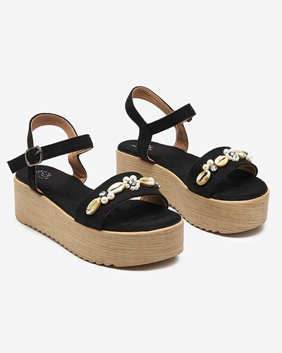 Чорні жіночі босоніжки з оздобленням Zetika