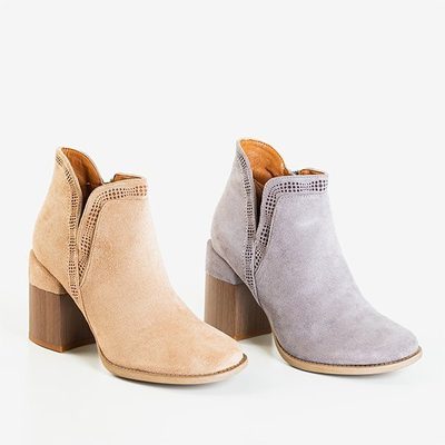 Hellbraune Stiefel mit quadratischem Absatz Lemere - Schuhe