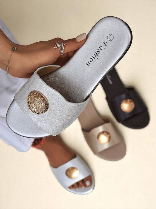 Royalfashion Жіночі шльопанці на плоскій підошві Golden Slip